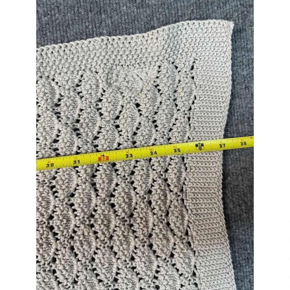 Alimore 100% Cotton Knitted Baby Blanket Taupe‎ Lace Knit 32x36 Soft Throw